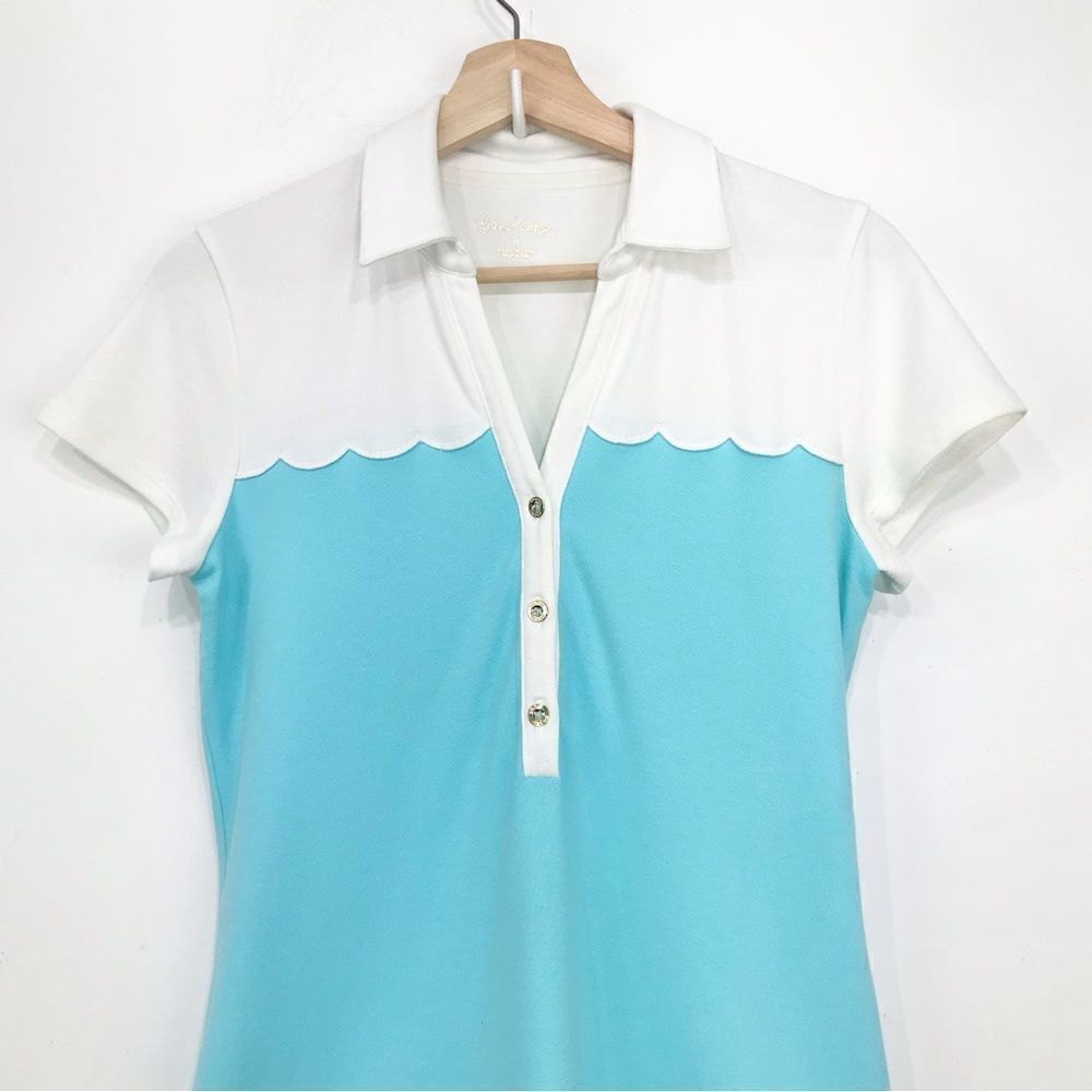 Lilly Pulitzer White and Light Blue Polo Mini Dress - Picture 7 of 16